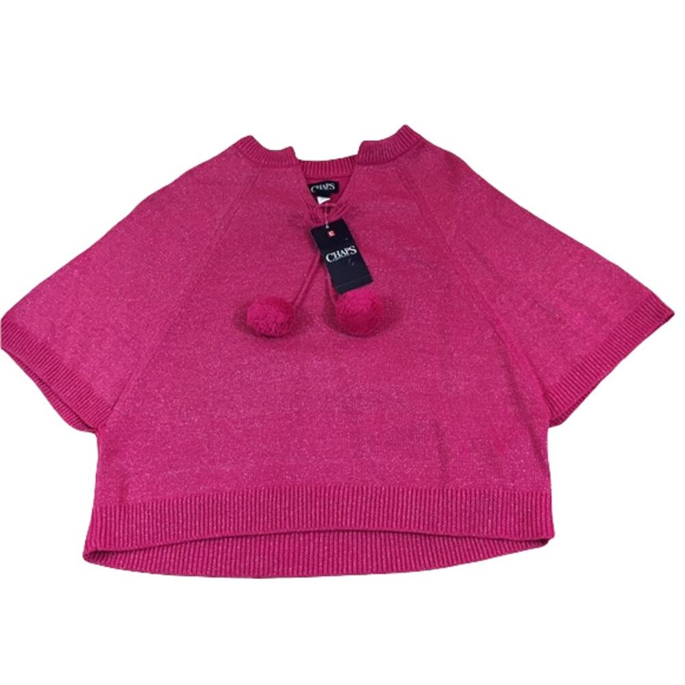 Chaps Girls Poncho Sweater Size M 8 10 Future Pink‎ Sparkle NEW